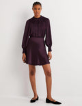 Purple Satin Bias-cut Mini Skirt-Fig