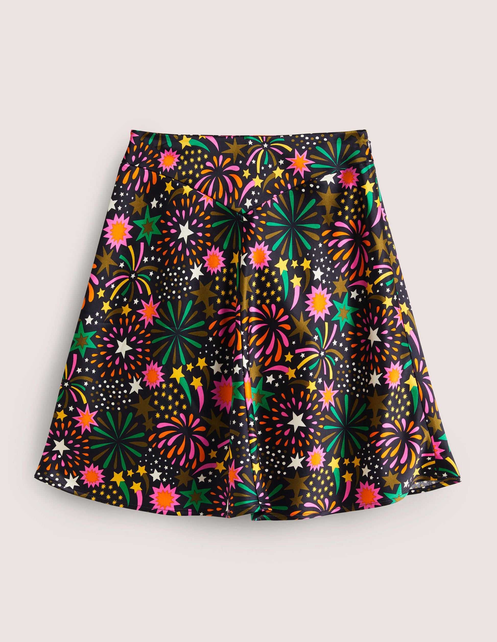 Mini-jupe en satin à coupe en biais-Multi, motif Firework Bloom-5