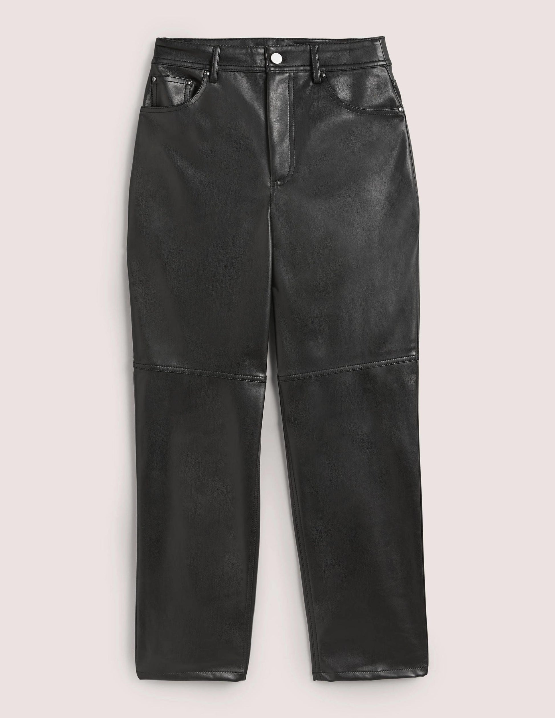 Pantalon droit en similicuir-Noir-6