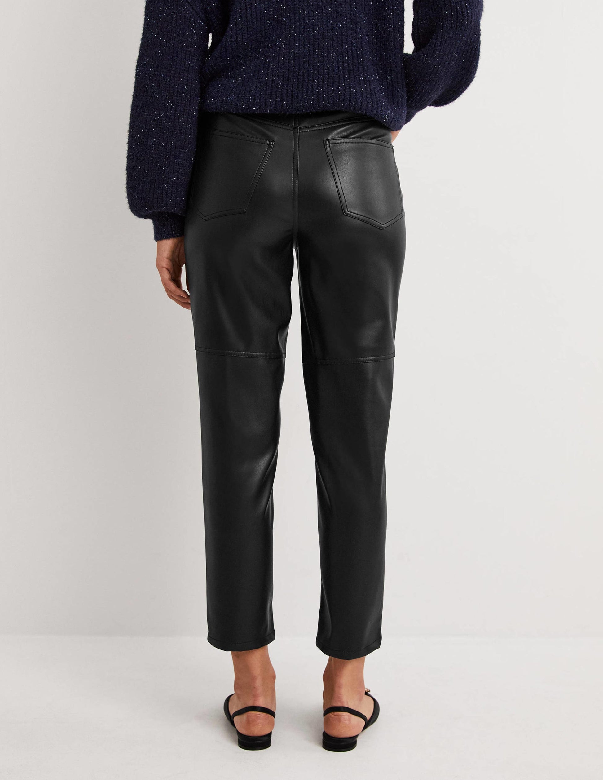 Pantalon droit en similicuir-Noir-3