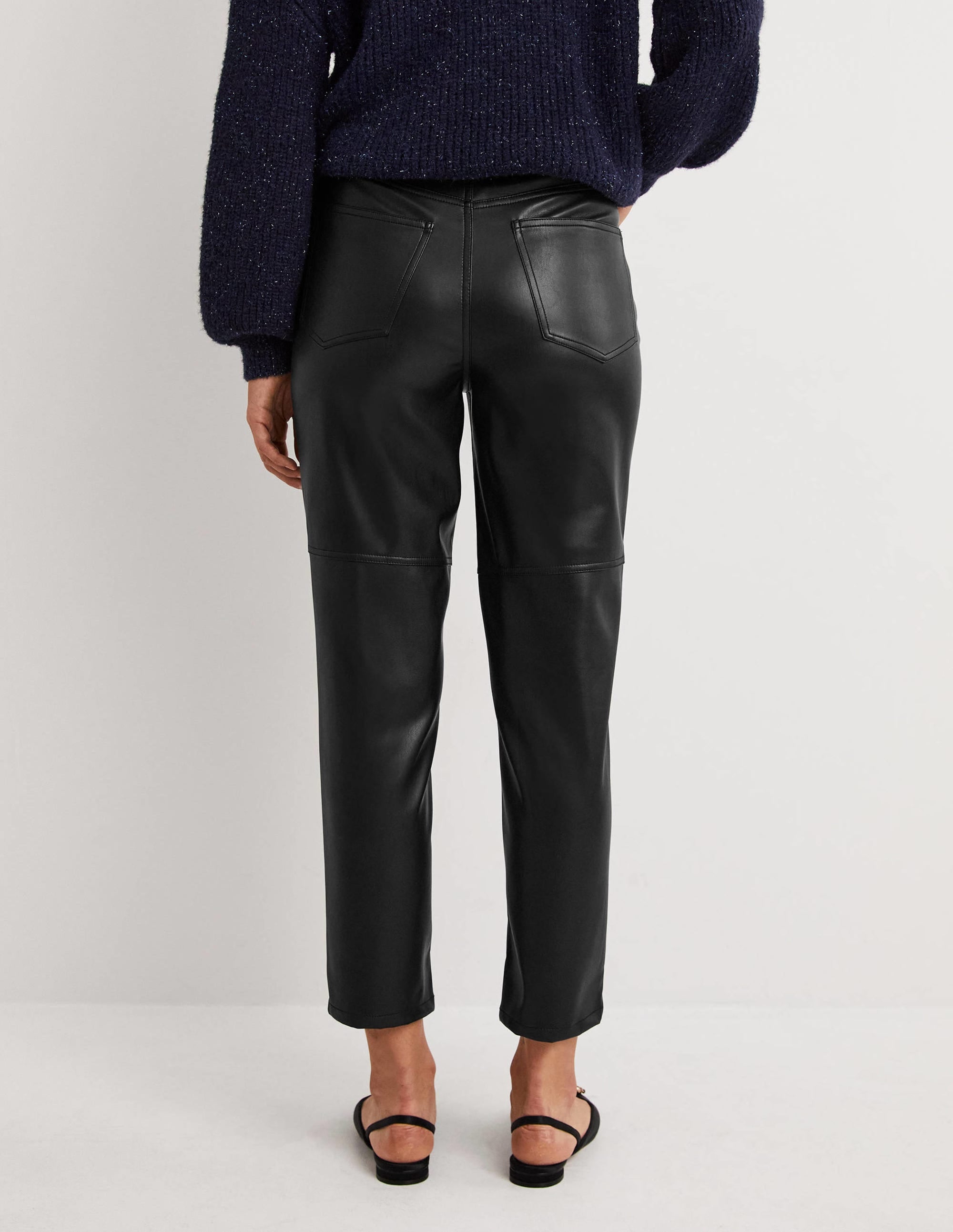 Pantalon droit en similicuir-Noir - Image 3