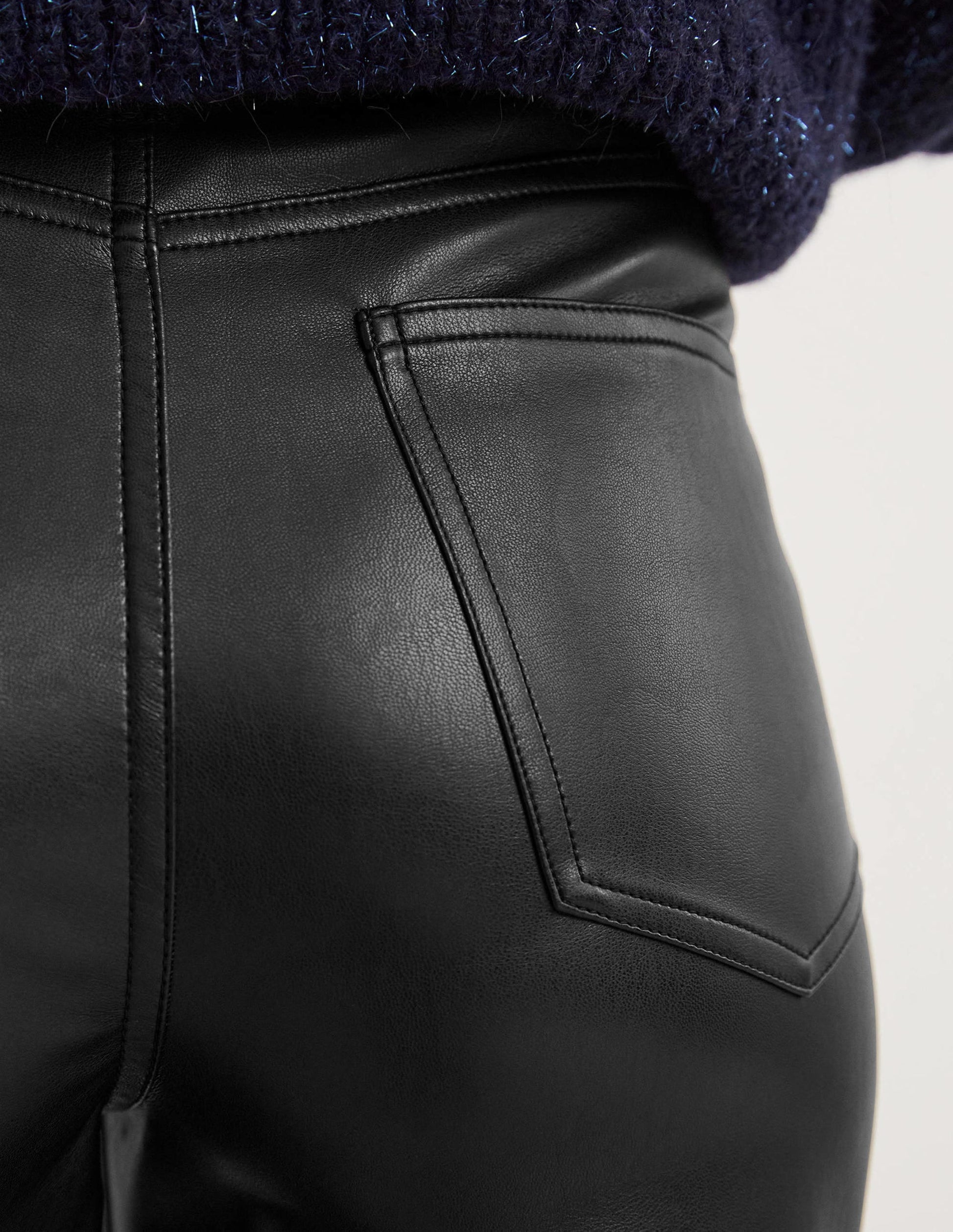 Pantalon droit en similicuir-Noir-5