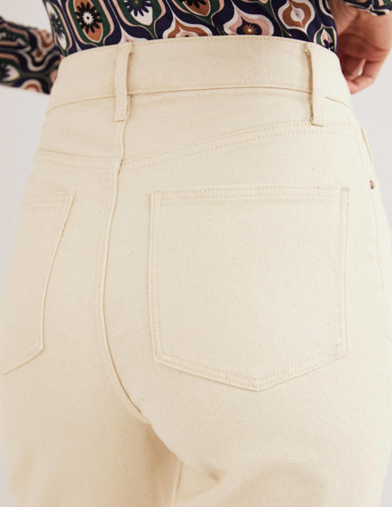 7/8-Jeans mit Schlag aus festem Denimstoff-Ecru
