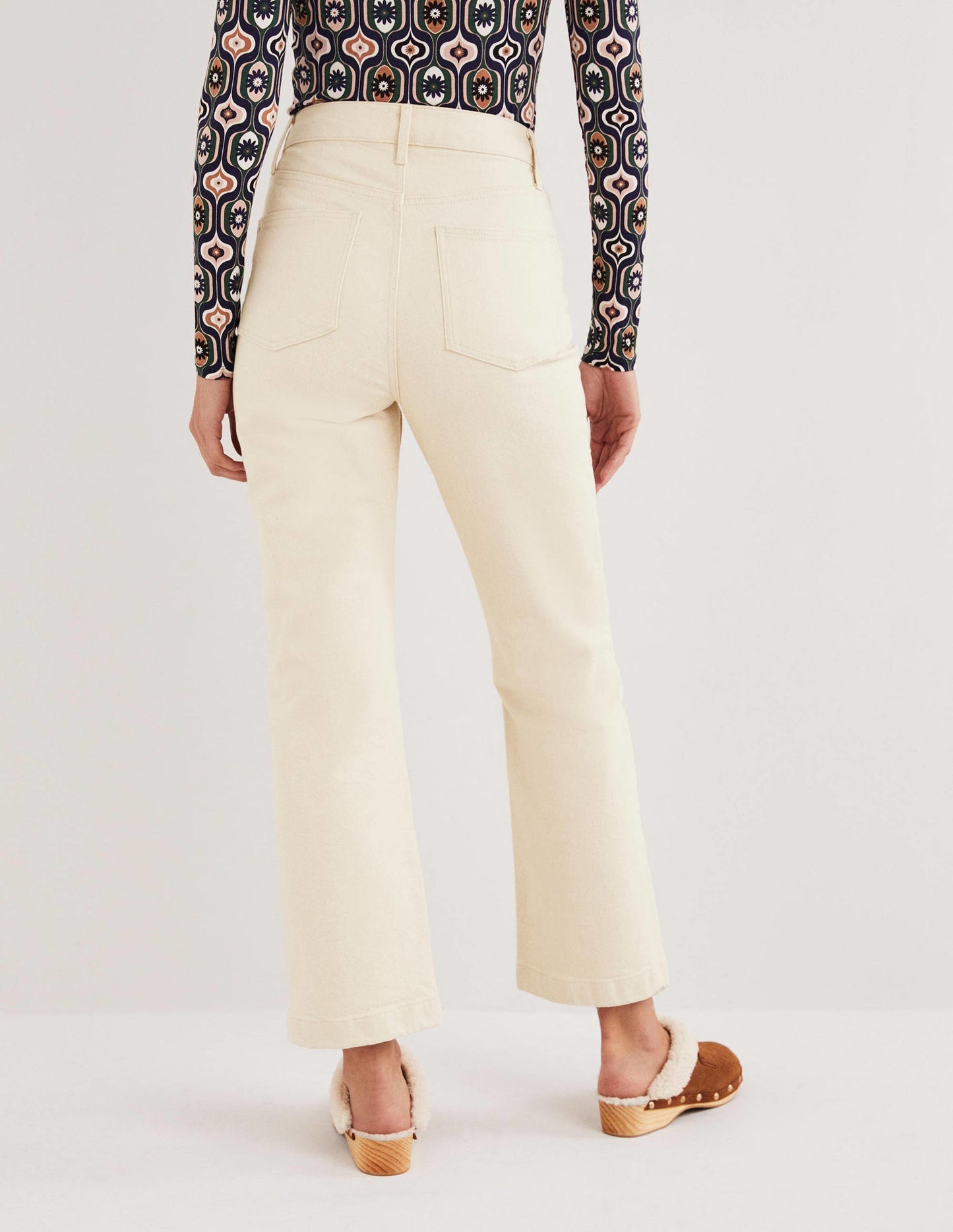 7/8-Jeans mit Schlag aus festem Denimstoff-Ecru