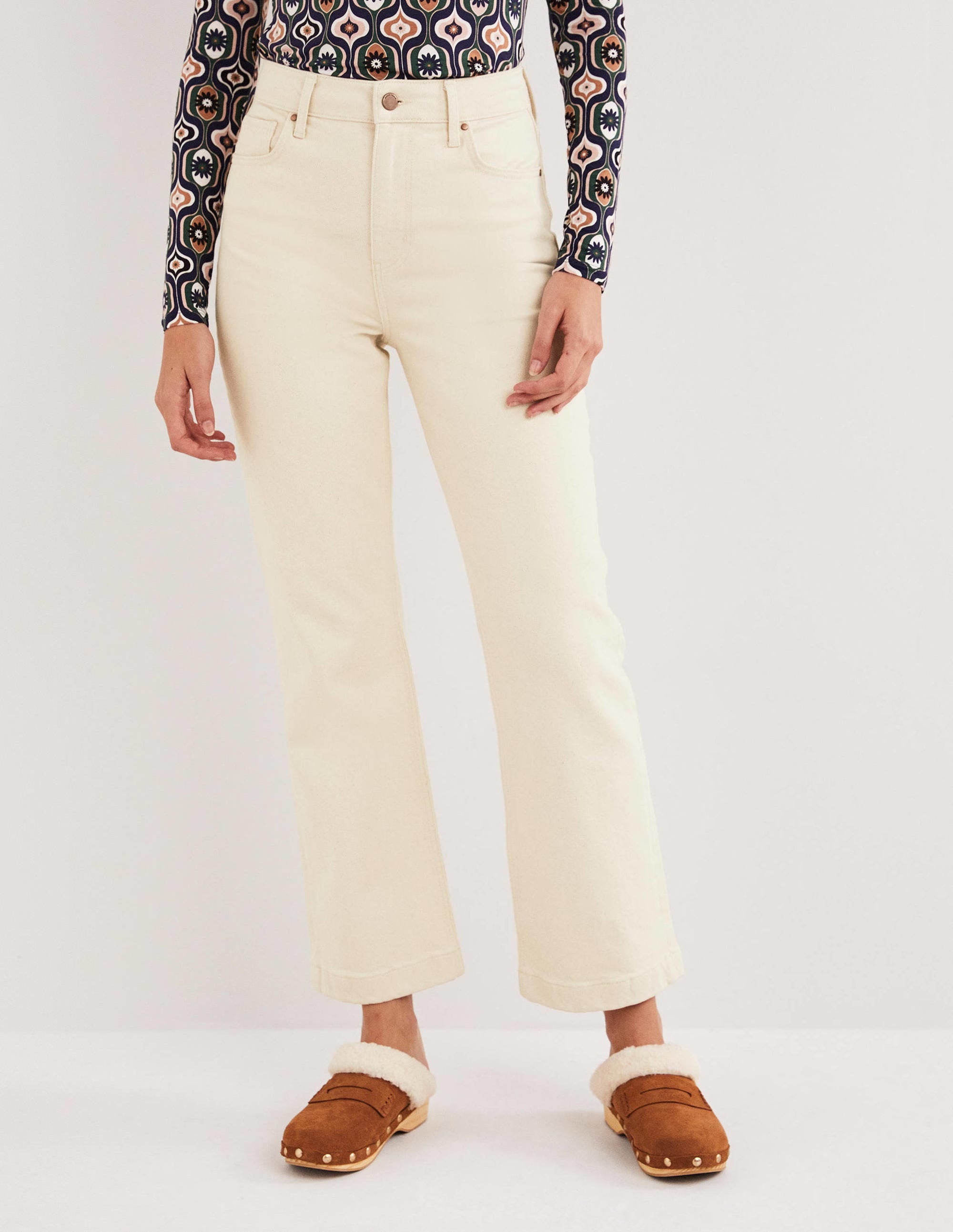 7/8-Jeans mit Schlag aus festem Denimstoff-Ecru - Image 5