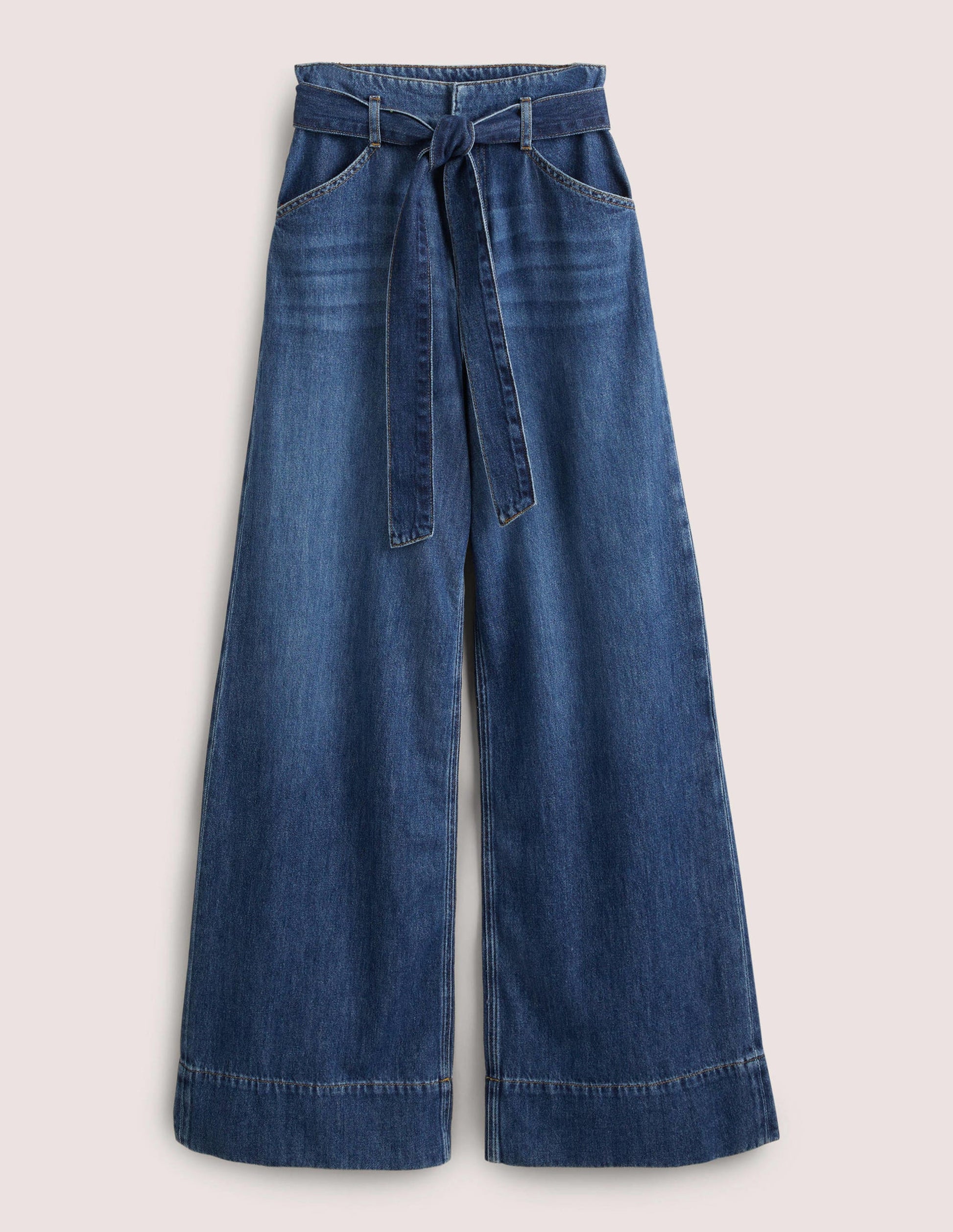 Belted Wide Leg Jeans-Mid Vintage-6