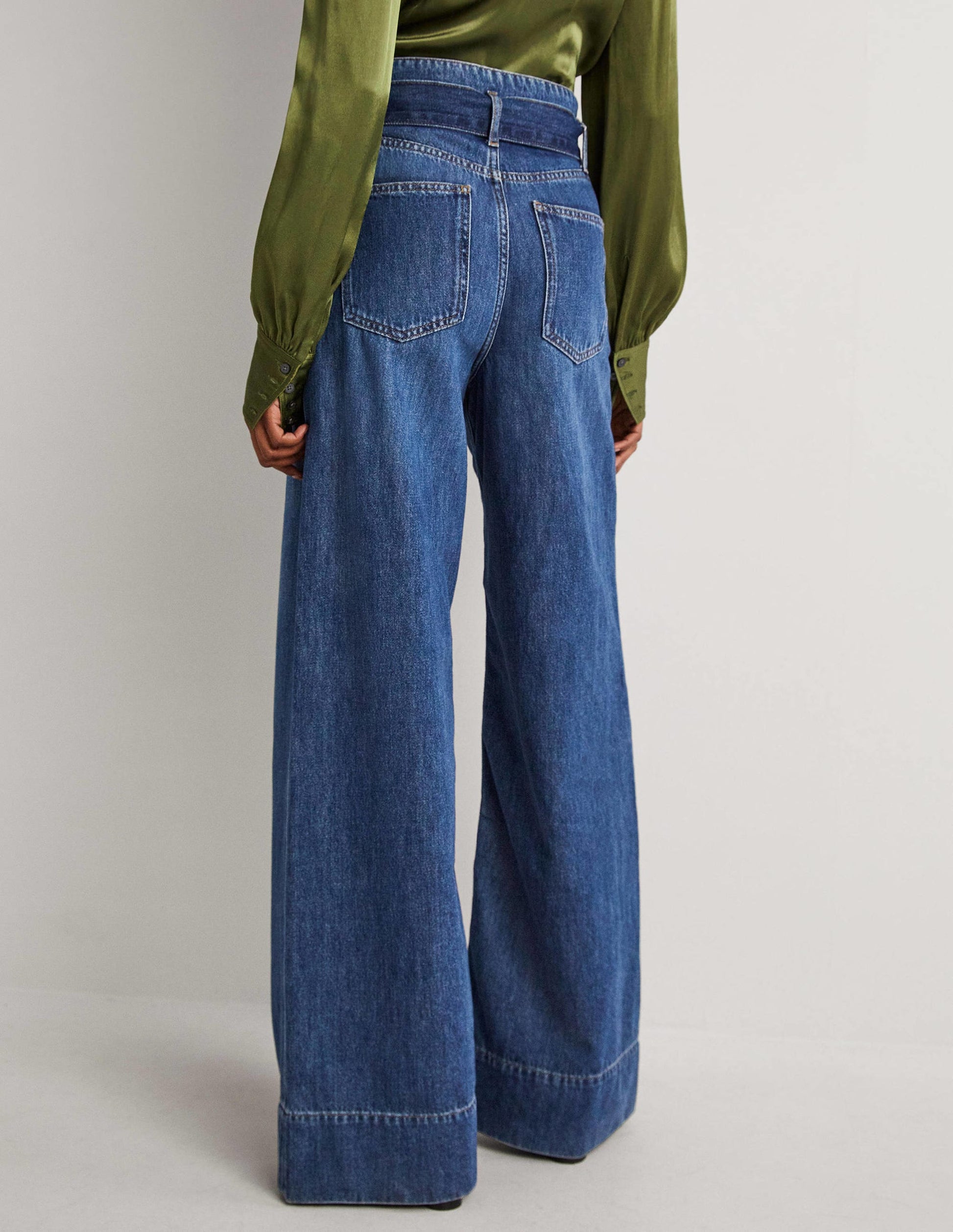 Belted Wide Leg Jeans-Mid Vintage-3