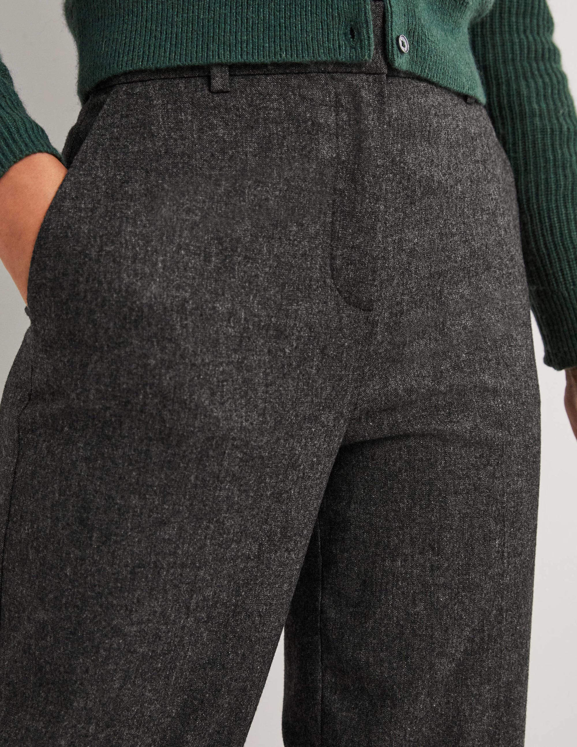 Pantalon large en laine-Anthracite chiné - Image 2