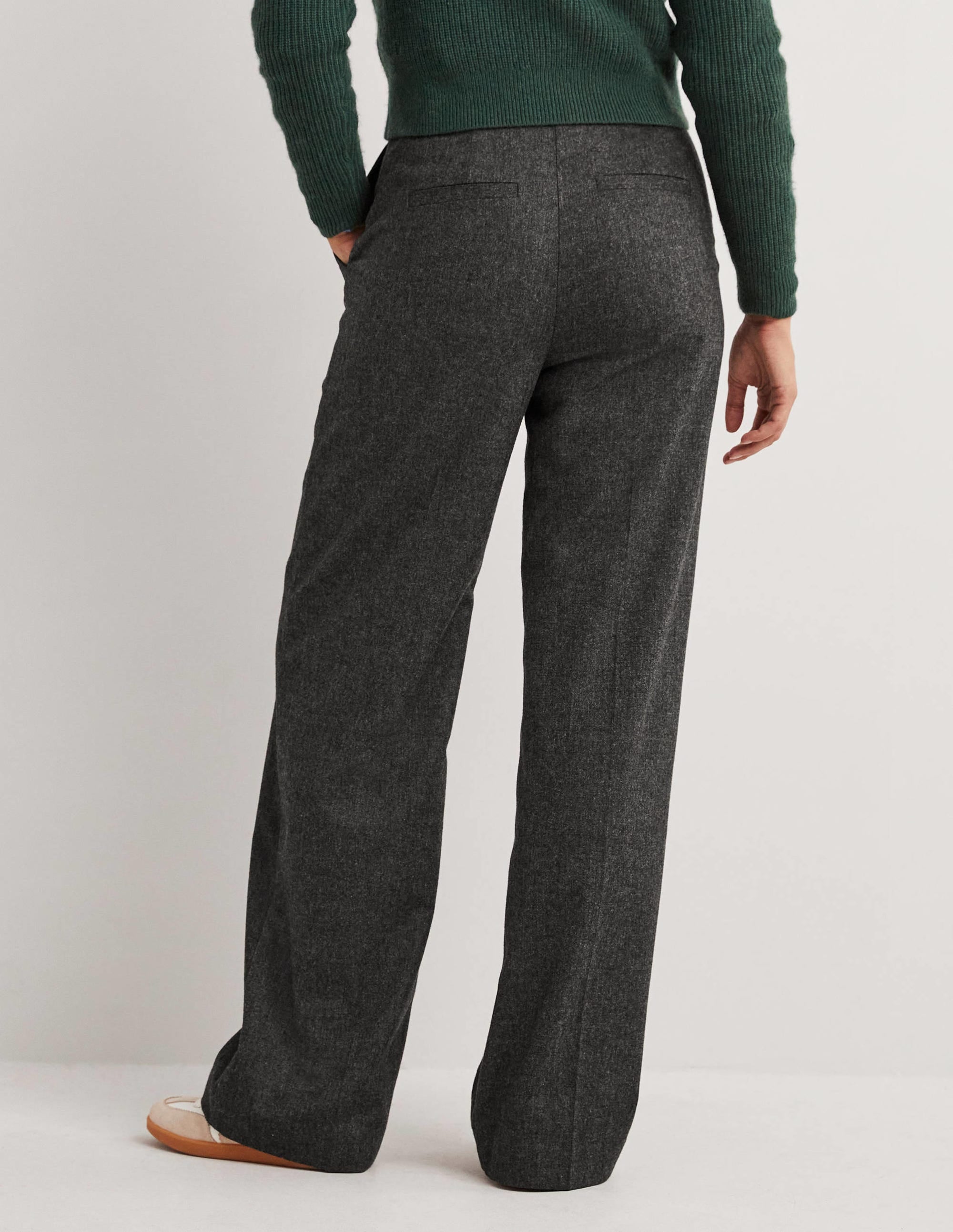 Pantalon large en laine-Anthracite chiné - Image 3