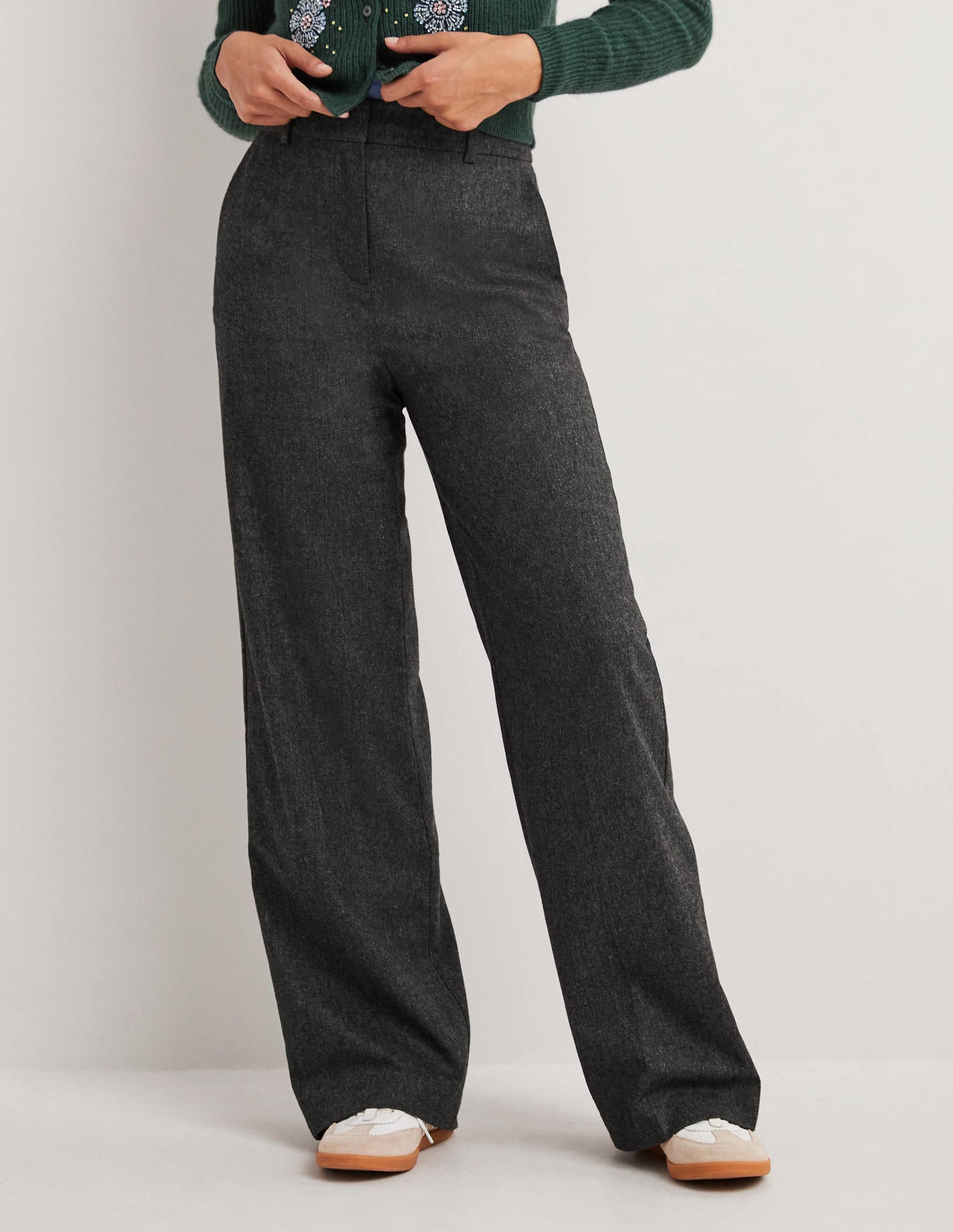 Pantalon large en laine-Anthracite chiné - Image 4