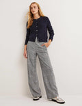 Wollhose mit weitem Bein-Anthrazit, Kariert