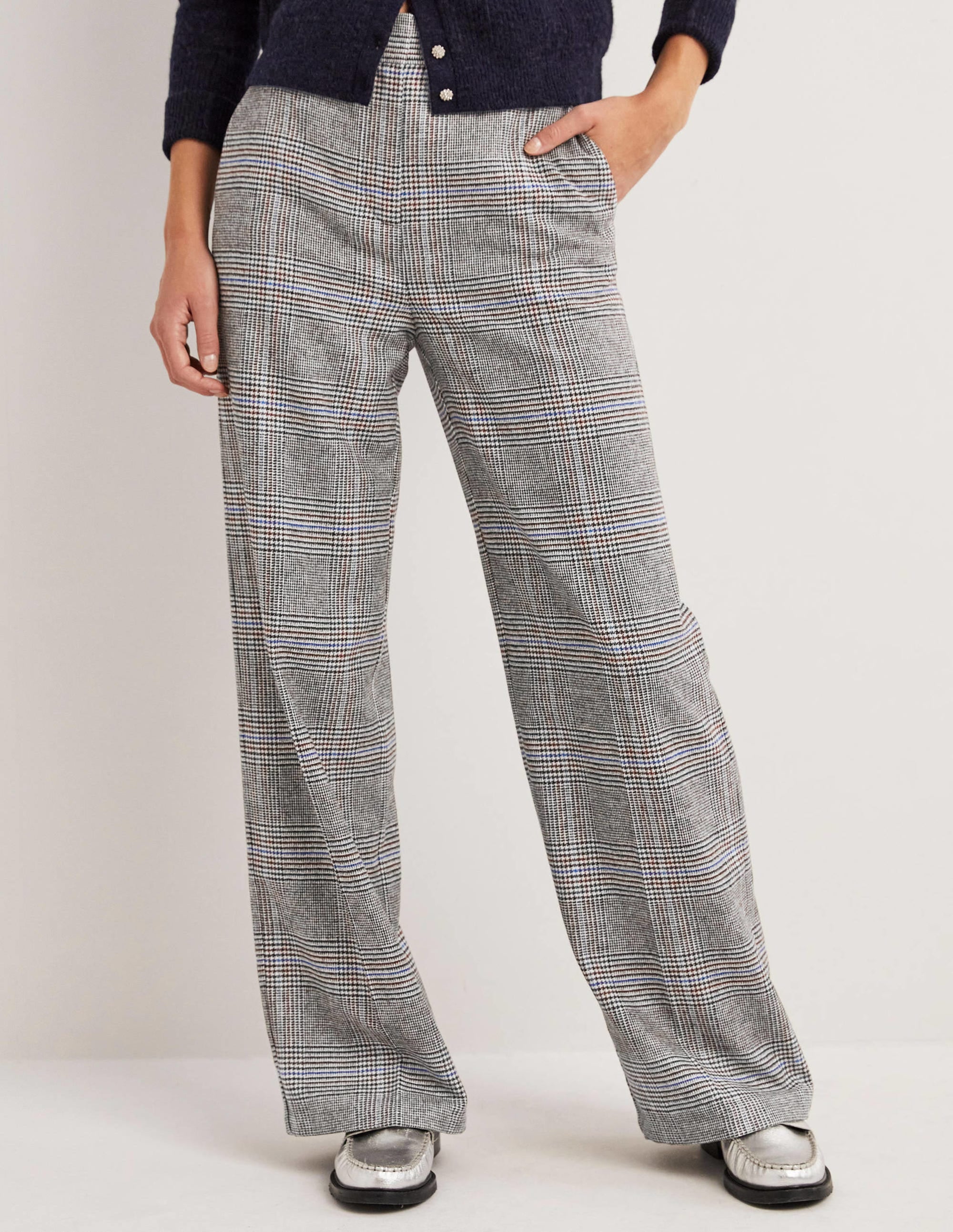 Wollhose mit weitem Bein-Anthrazit, Kariert - Image 4