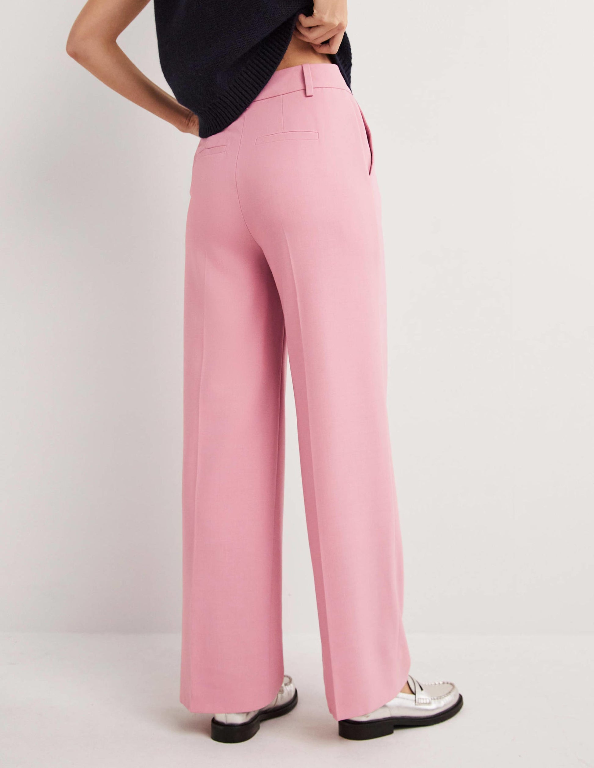 Wool Wide Leg Trousers-Cherry Blossom-3