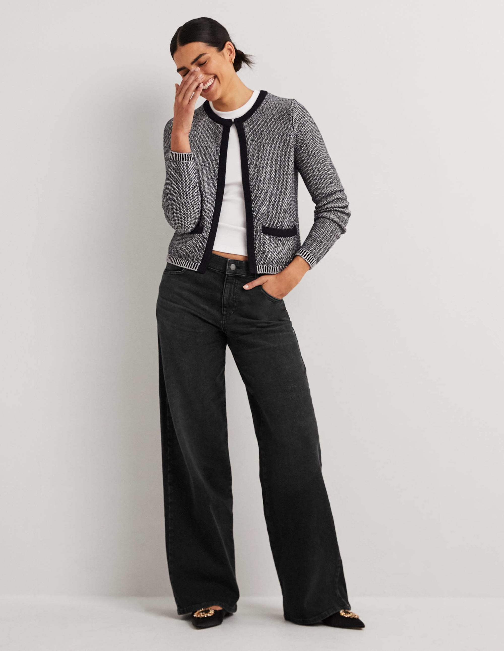 Jean large taille basse-Noir - Image 1