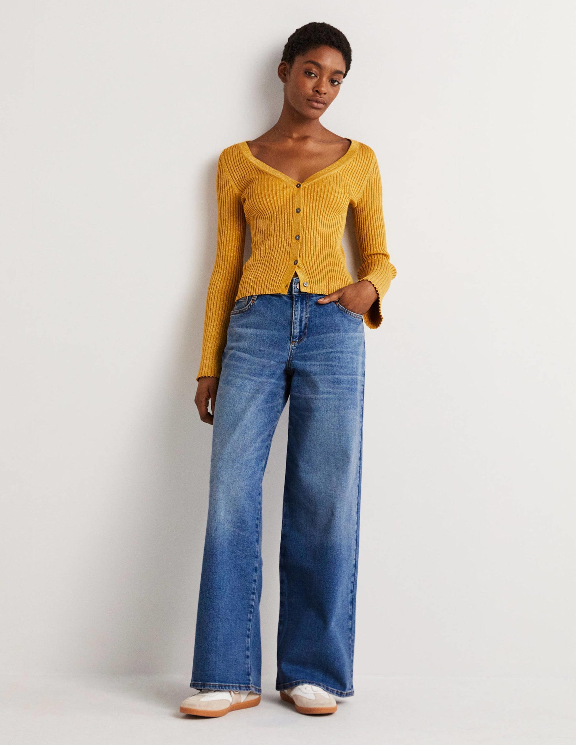 Tief sitzende Jeans mit weitem Bein-Helles Vintageblau-1