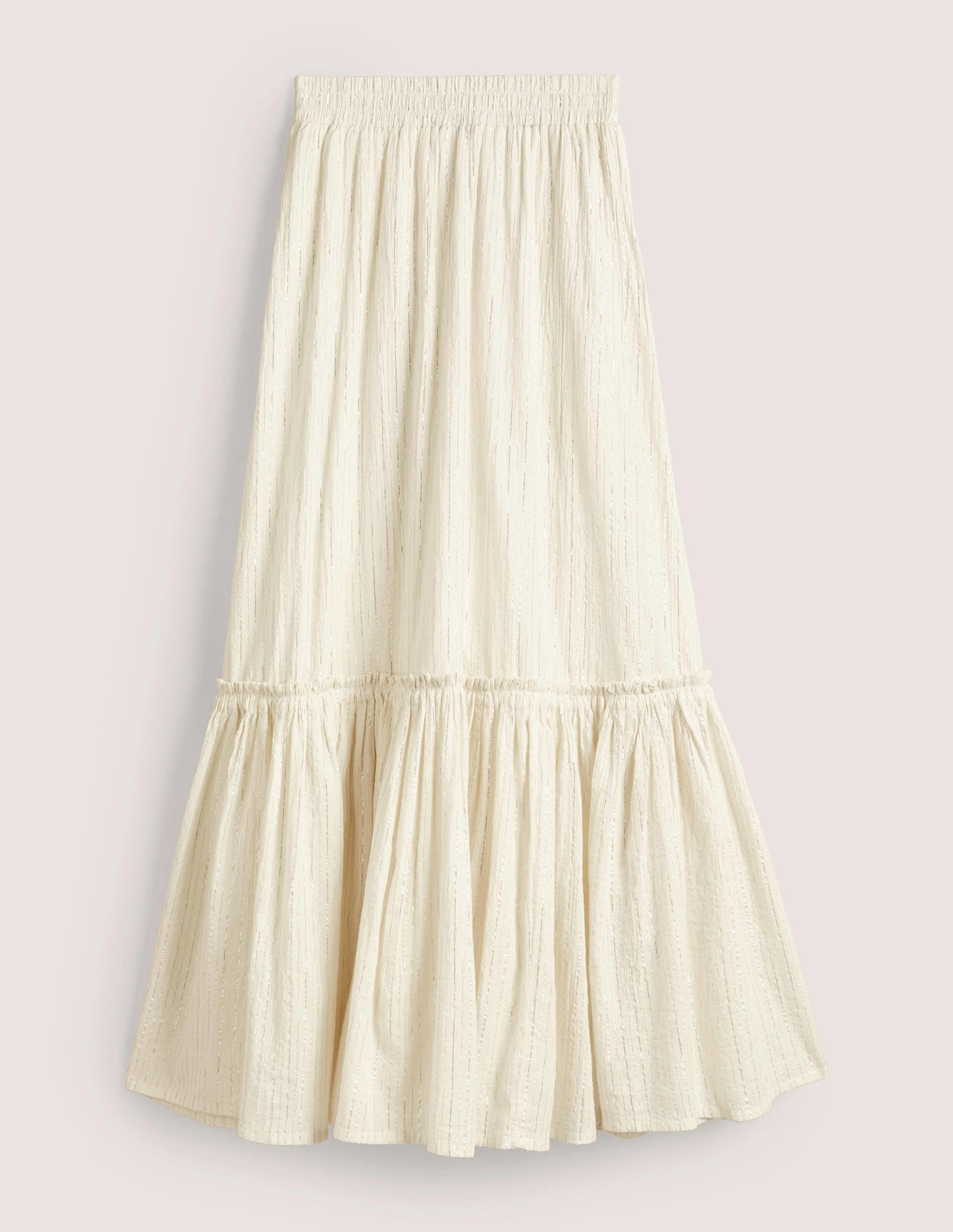 Cotton Metallic Maxi Skirt-Ivory Crinkle Lurex - Image 5