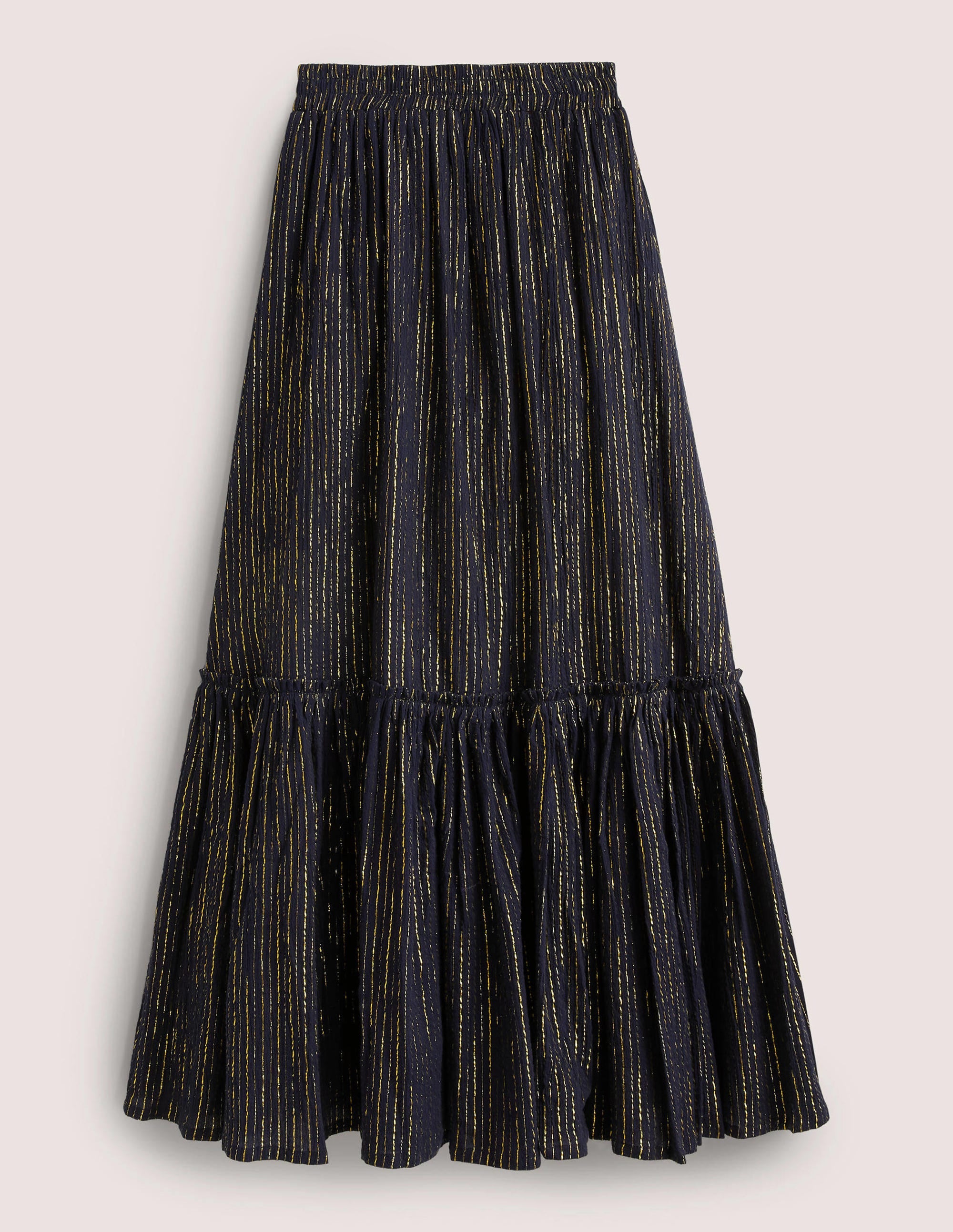 Metallic-Maxirock aus Baumwolle-Navy, Crinkle-Lurex - Image 5