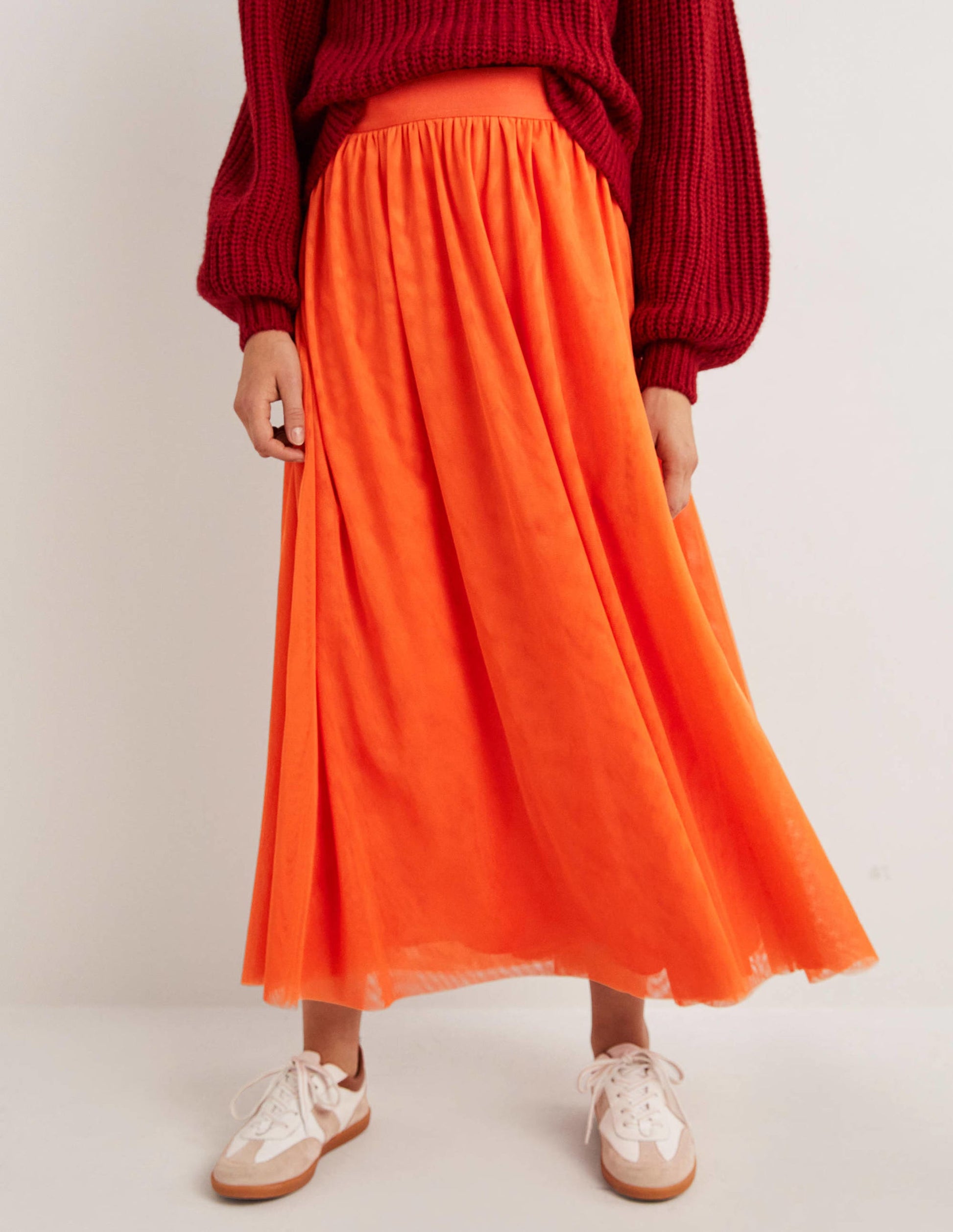 Jupe midi corolle en tulle-Lys tigré-4