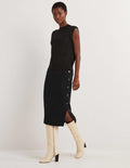 Knitted Column Skirt-Noir