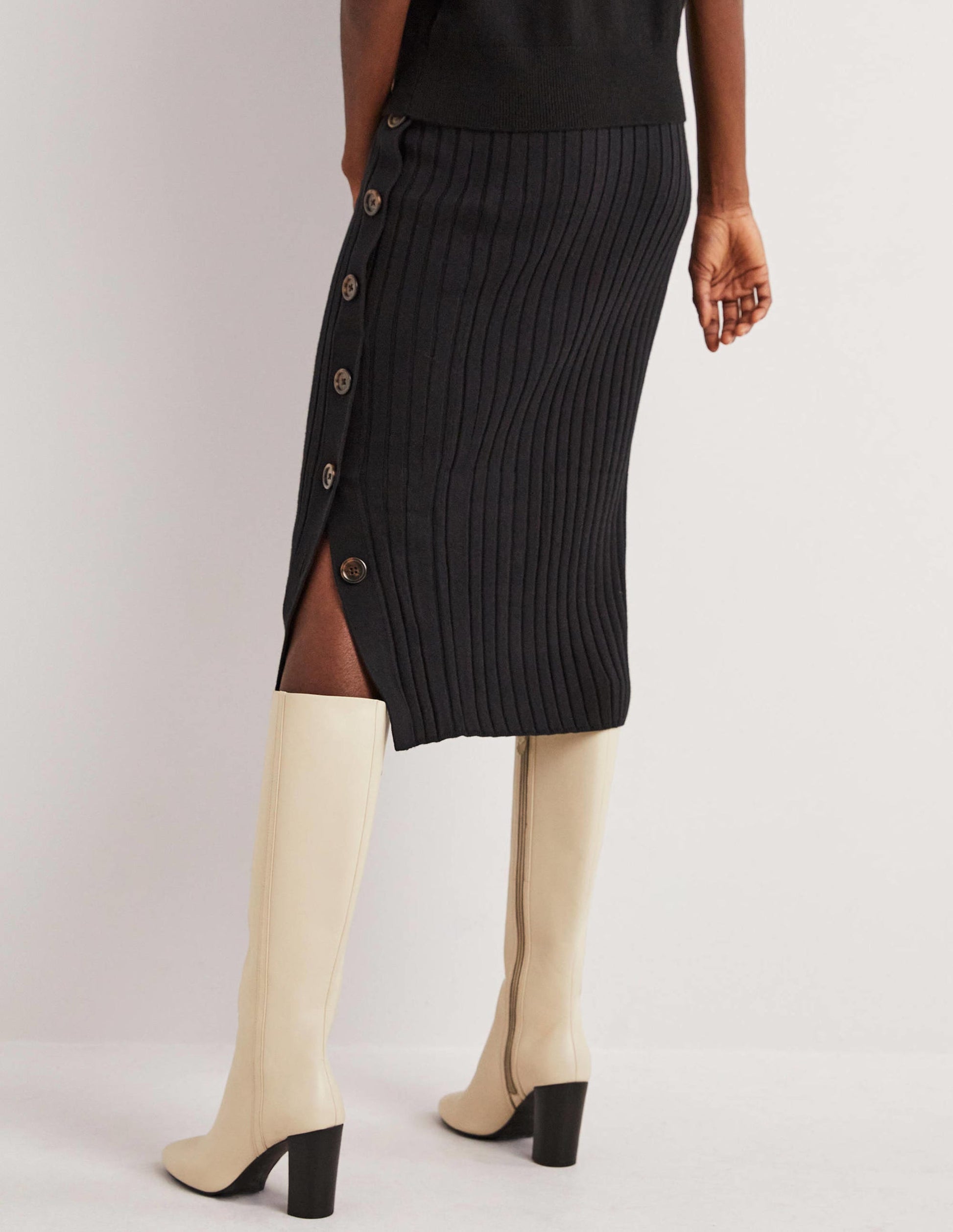 Knitted Column Skirt-Noir-3