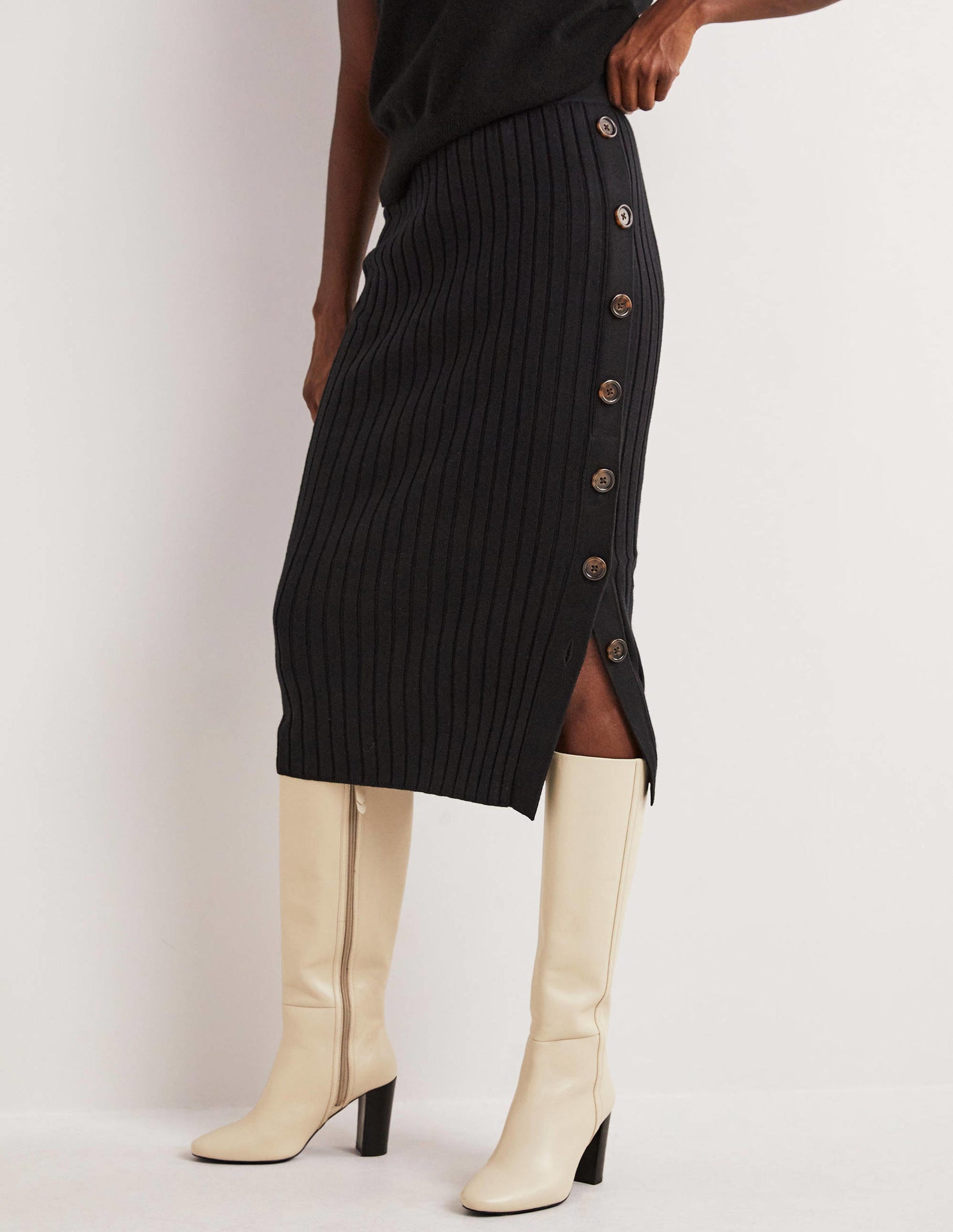 Knitted Column Skirt-Noir-4