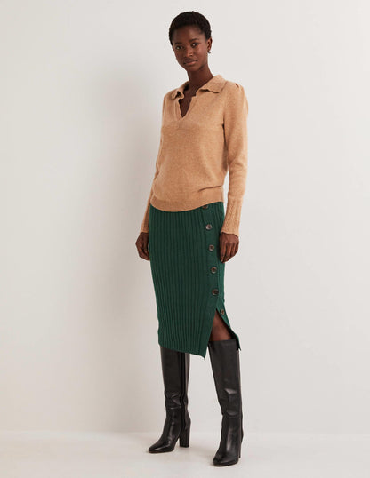 Knitted Column Skirt-Kohlschwarz