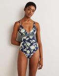 Arezzo Badeanzug mit V-Ausschnitt und Einsatz-Navy, Chintz Bloom