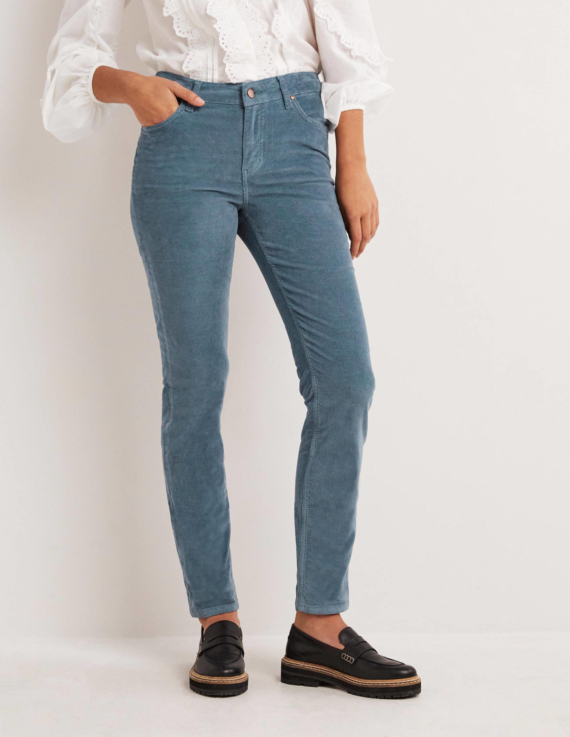 Schmale Cord-Jeans mit geradem Bein-Offiziersblau - Image 4