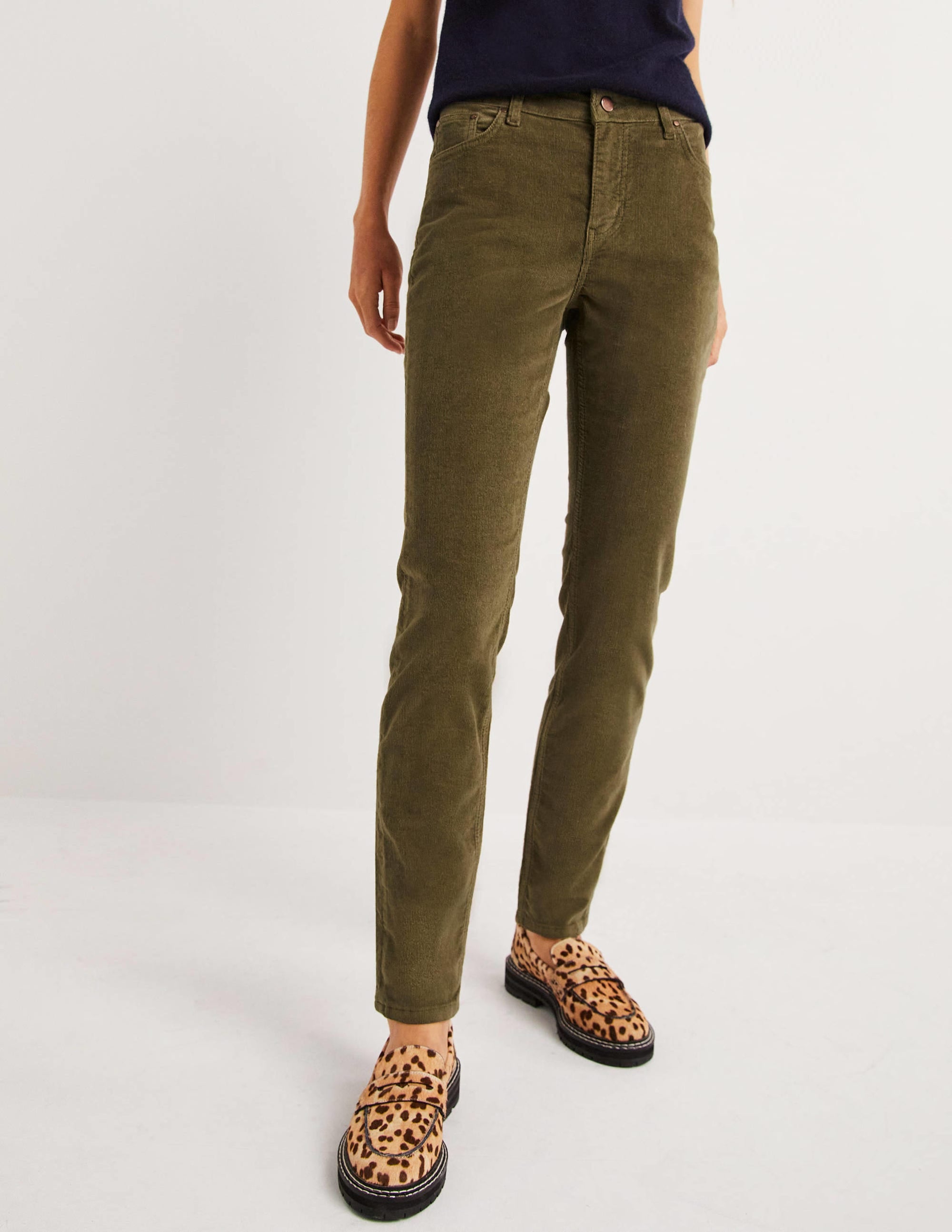 Corduroy Slim Straight Jeans-Kale - Image 5