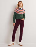 Schmale Cord-Jeans mit geradem Bein-Glühweinrot
