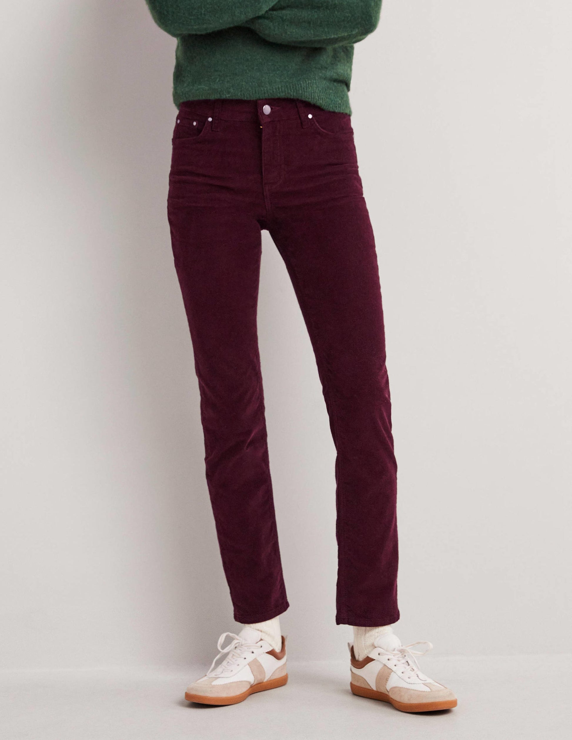 Schmale Cord-Jeans mit geradem Bein-Glühweinrot-4