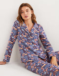 Blue Safari Bloom Cosy Pyjama Set-Gedecktes Orange, Safariblüten