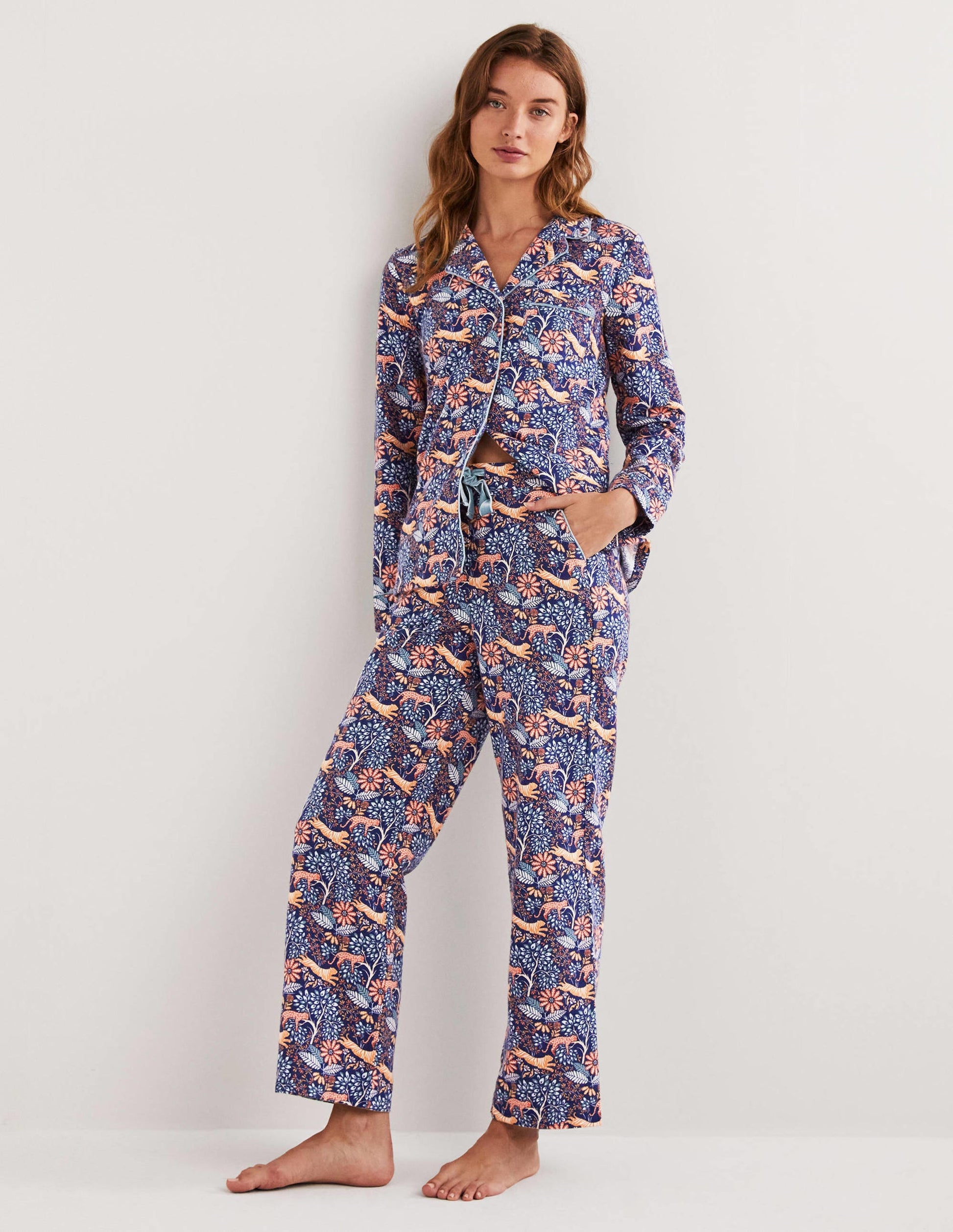 Blue Safari Bloom Cosy Pyjama Set-Gedecktes Orange, Safariblüten-2