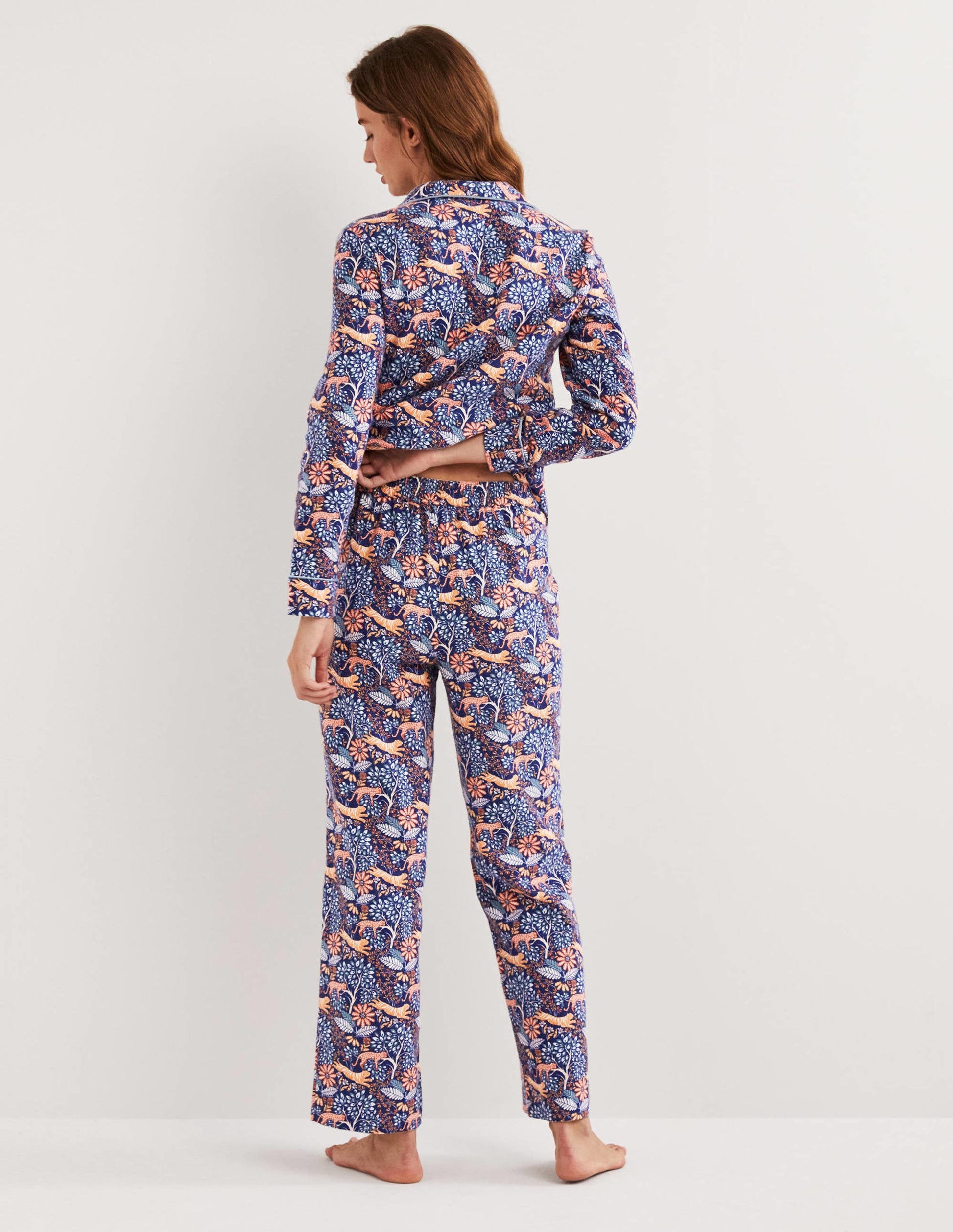Blue Safari Bloom Cosy Pyjama Set-Gedecktes Orange, Safariblüten-4