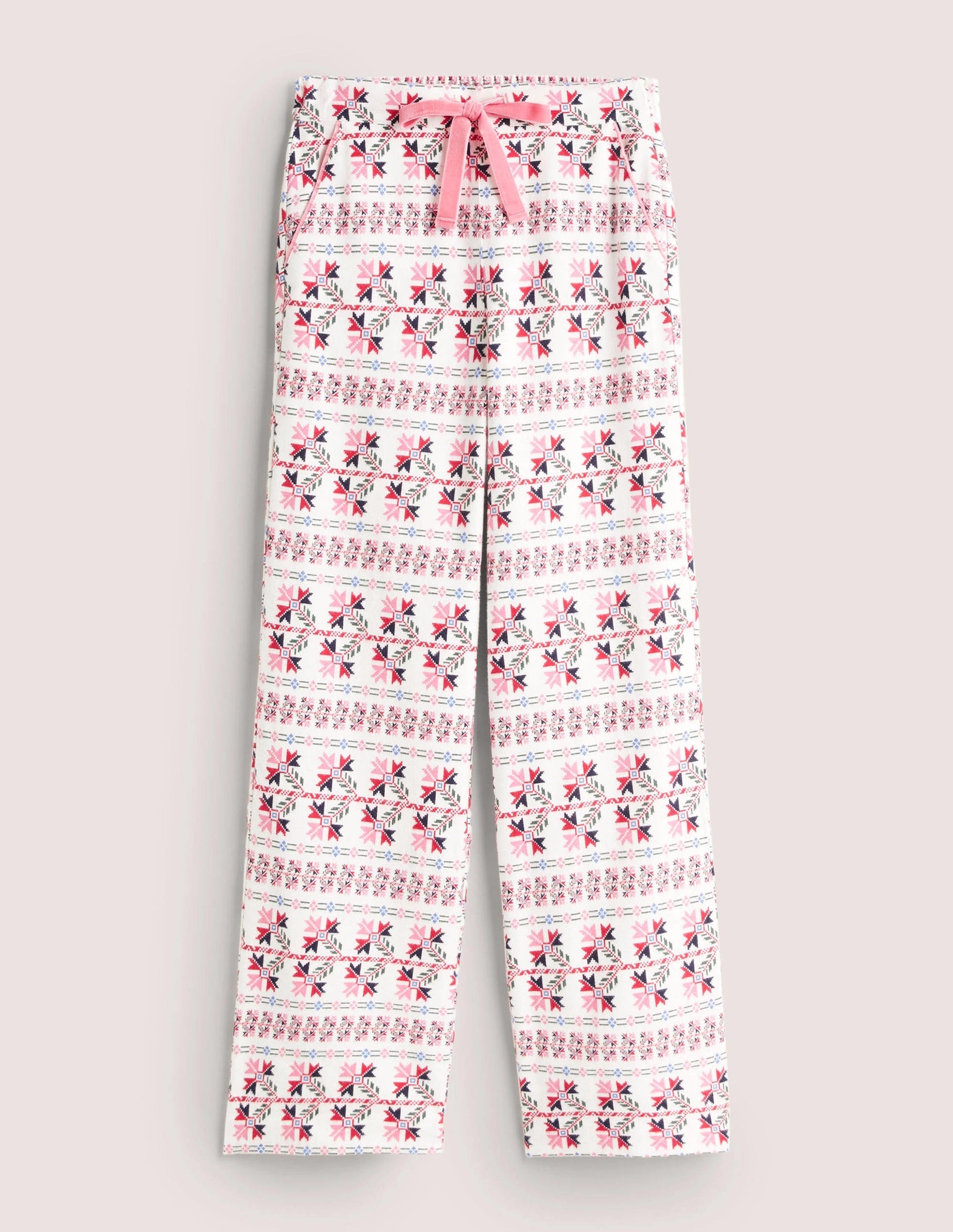 White Aztec Print Pyjama Bottoms-Ivoire, motif Aztec Bloom-5