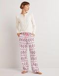 White Aztec Print Pyjama Bottoms-Ivoire, motif Aztec Bloom
