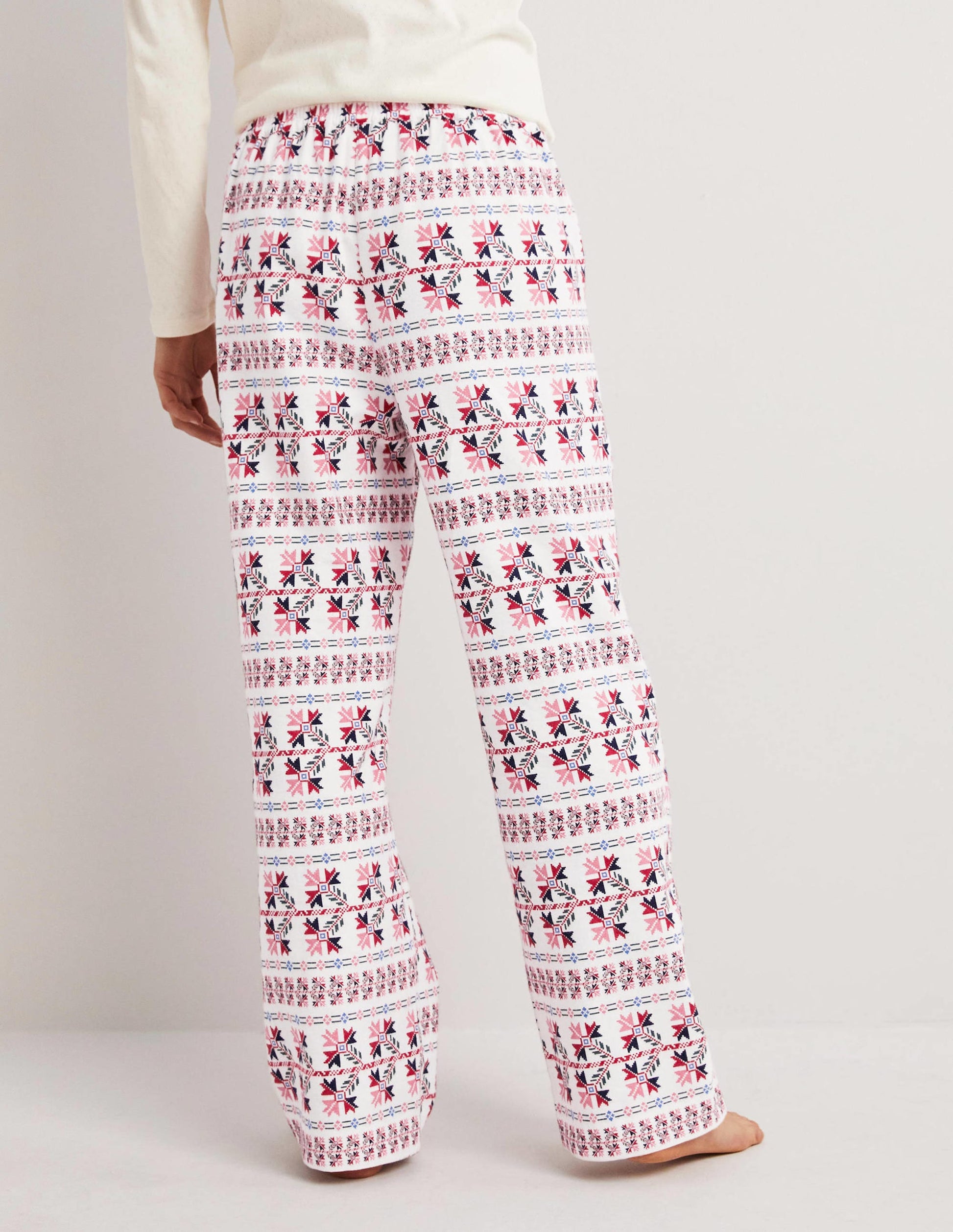 White Aztec Print Pyjama Bottoms-Ivoire, motif Aztec Bloom-3