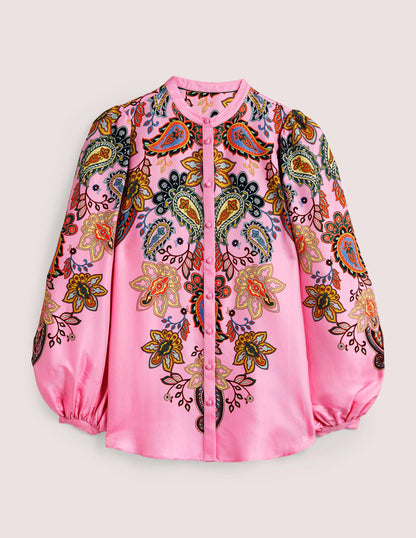 Anna Bluse mit Blousonärmeln-Kirschblütenrosa, Paisleymuster-5