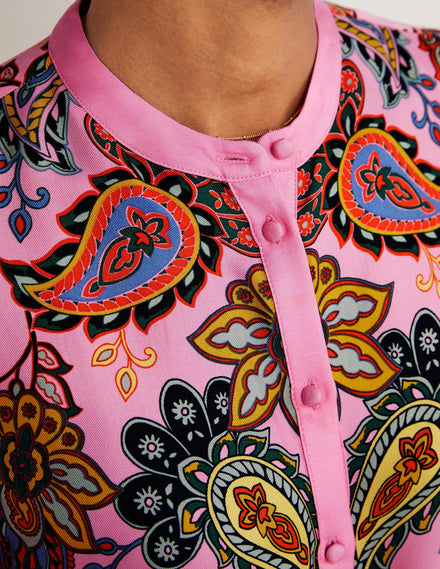 Anna Bluse mit Blousonärmeln-Kirschblütenrosa, Paisleymuster