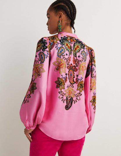 Anna Bluse mit Blousonärmeln-Kirschblütenrosa, Paisleymuster-3