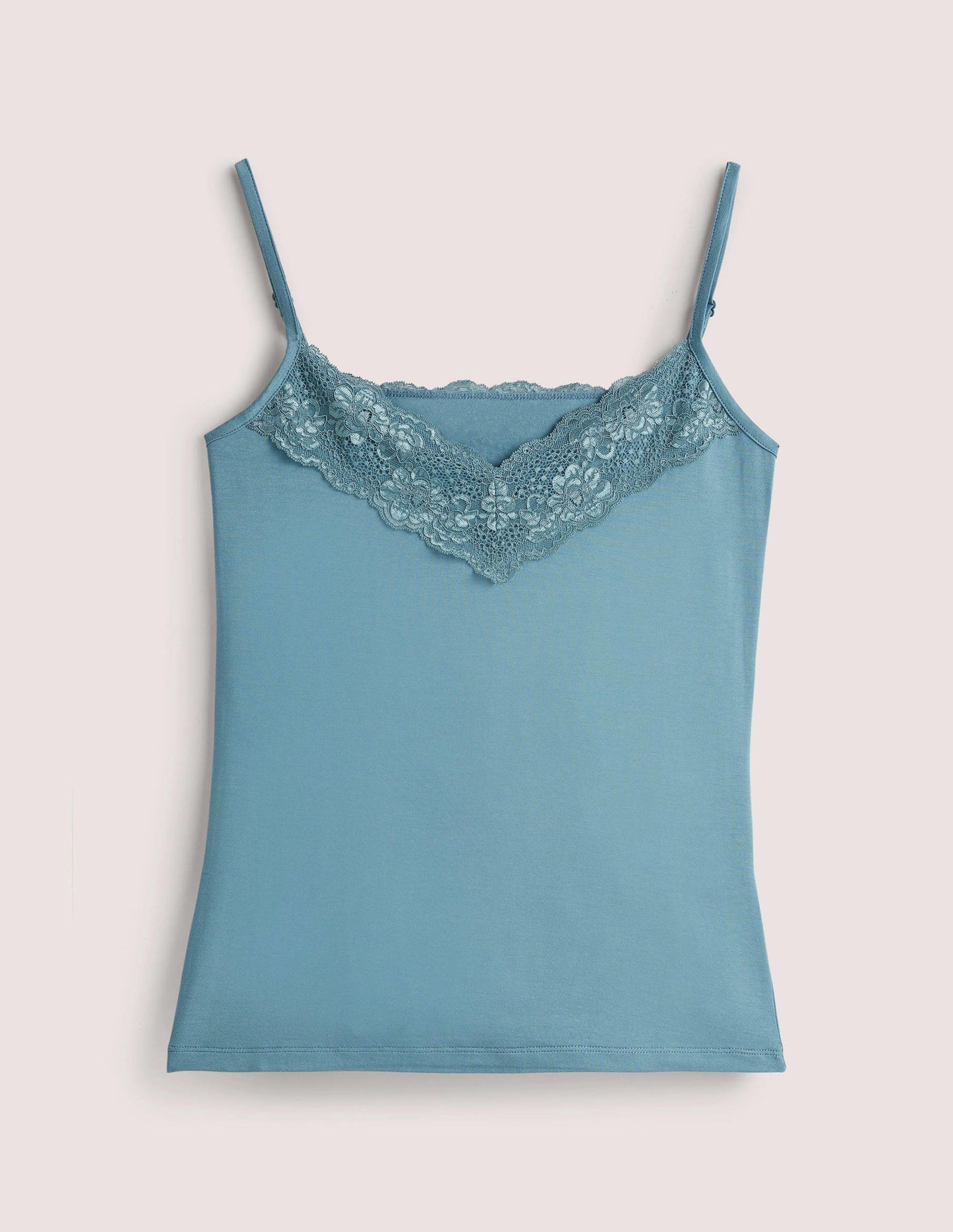 Lace Cami Top-Mid Blue