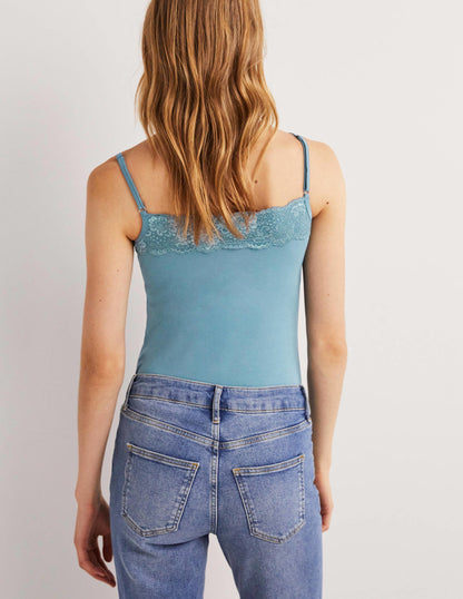 Lace Cami Top-Mid Blue