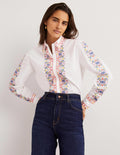 Relaxed Cotton Shirt-White, Embroidered
