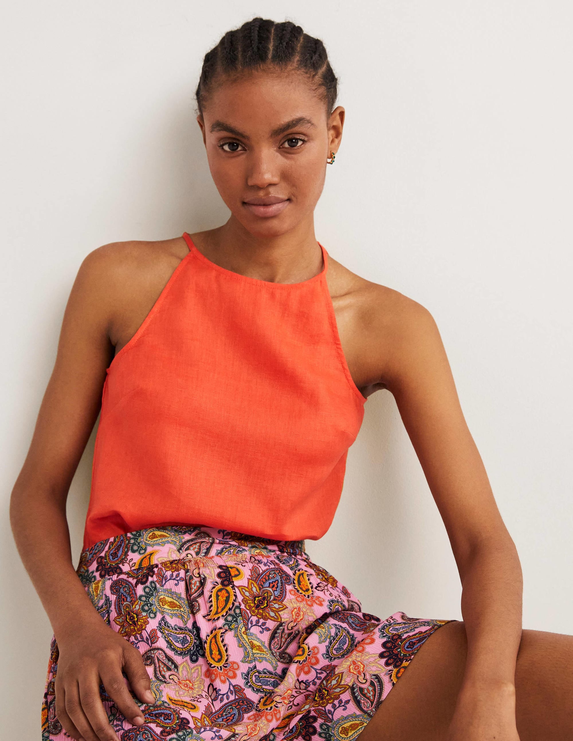 Neckholder-Top aus Leinen-Tigerlilienorange - Image 4