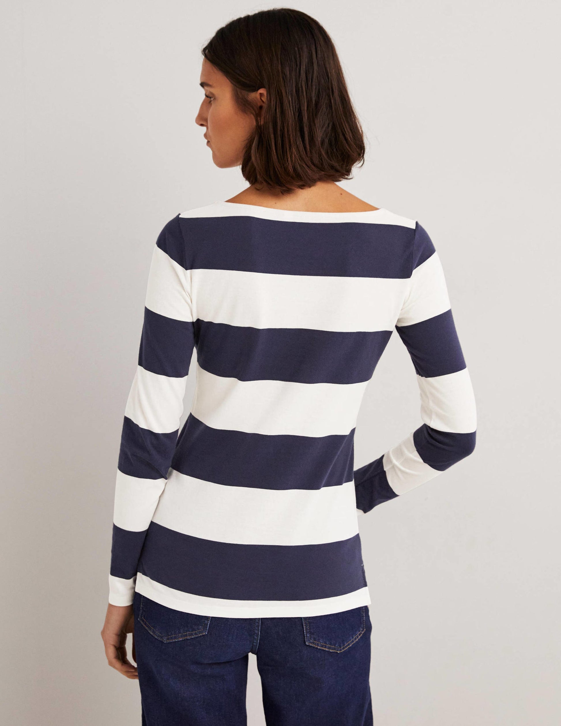 Ella Breton-Shirt mit langen Ärmeln-Französisches Navy/Naturweiß, Breite Streifen-3