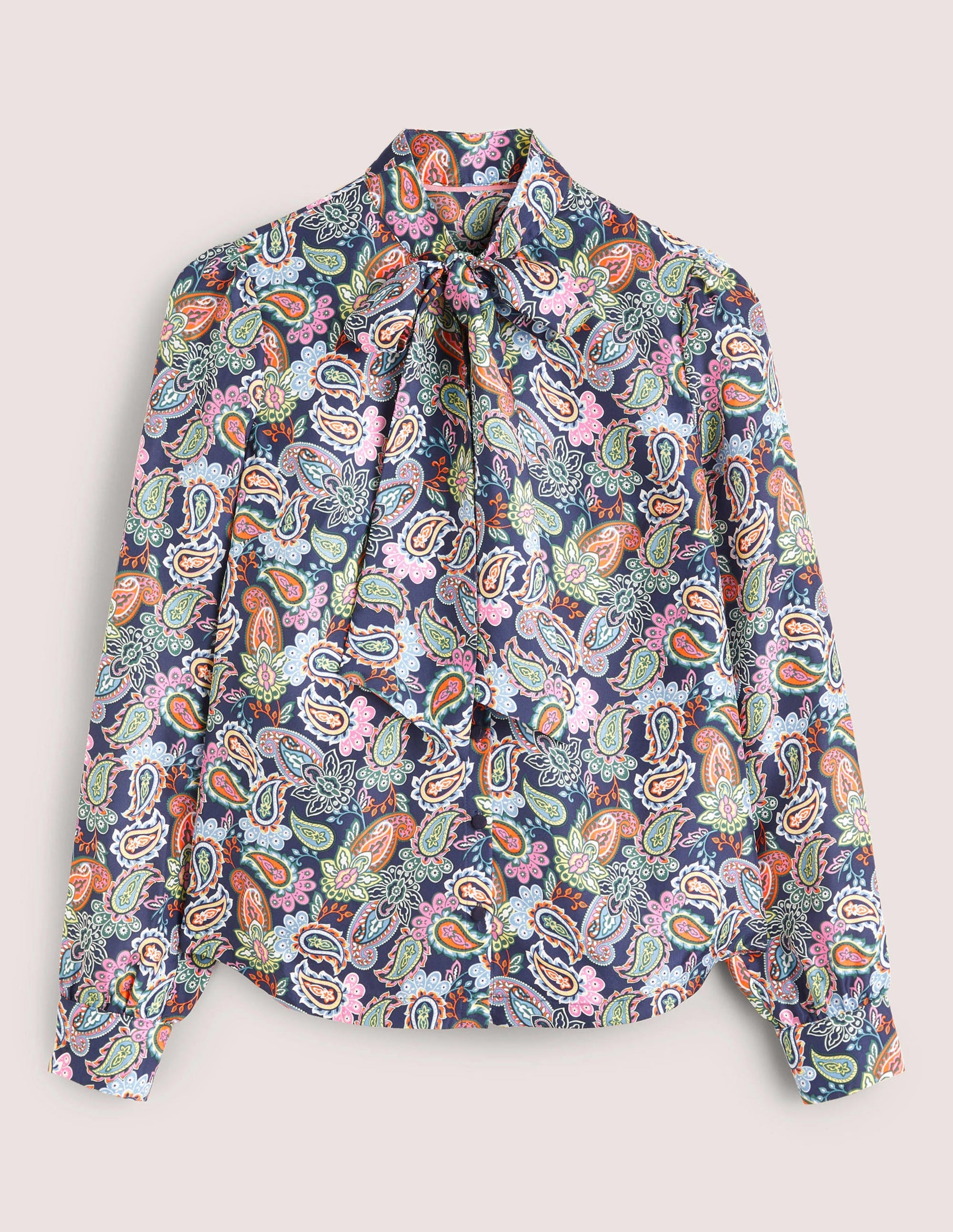 Schluppenbluse aus Seide-Navy, Paisleymuster-5