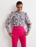 Schluppenbluse aus Seide-Navy, Paisleymuster