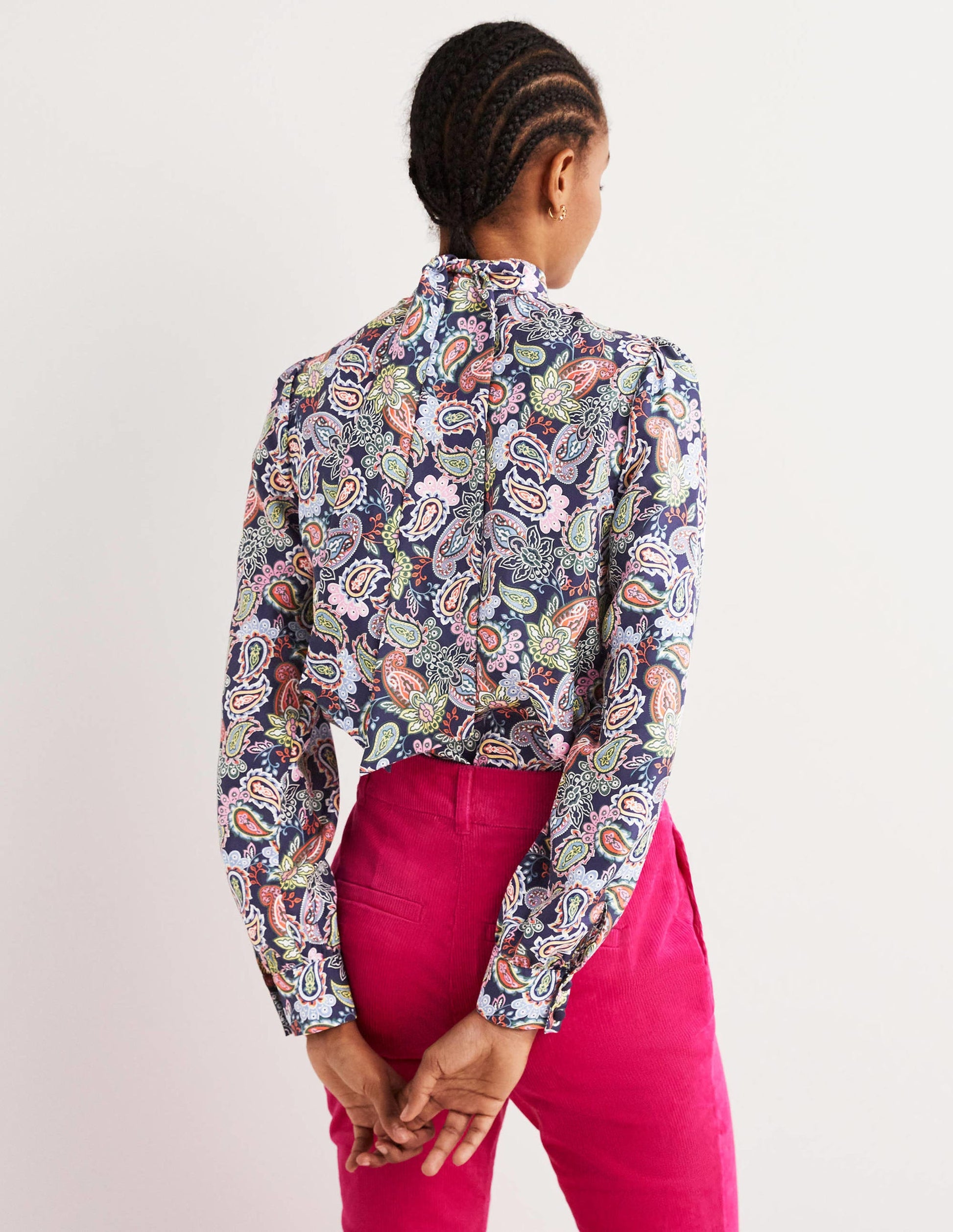 Schluppenbluse aus Seide-Navy, Paisleymuster-3