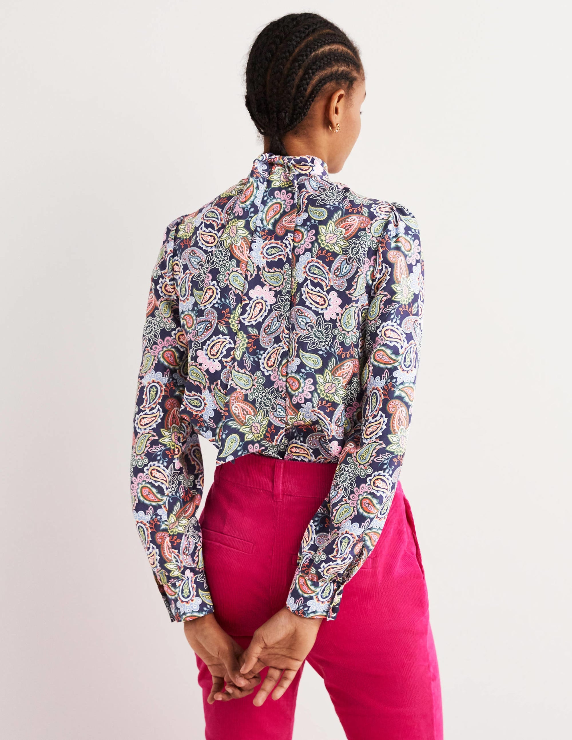 Schluppenbluse aus Seide-Navy, Paisleymuster - Image 3