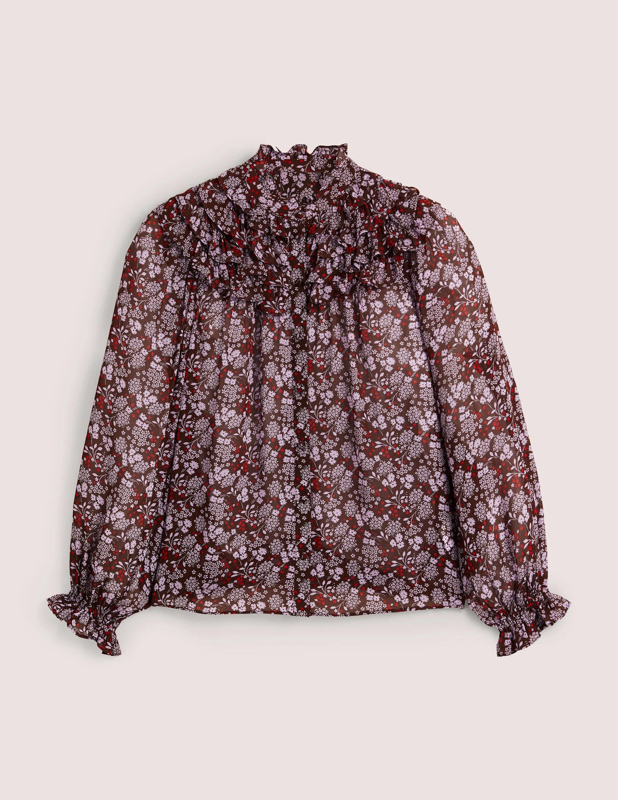 Ruffle Neck Shirt-Deep Mahogny, Prairie Garden - Image 7